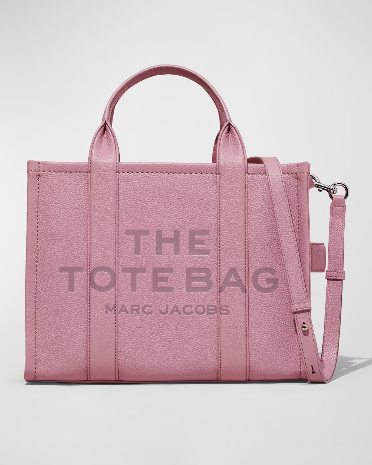 Marc Jacobs The Leather Medium Tote Bag In Lilas/gold