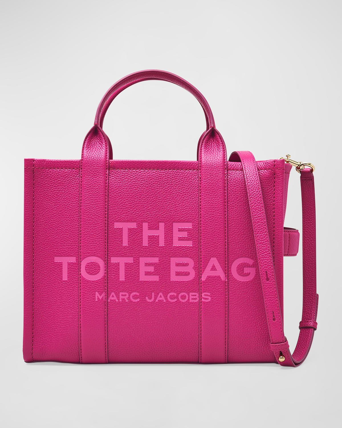 Marc Jacobs The Leather Medium Tote Bag In Lipstick Pink