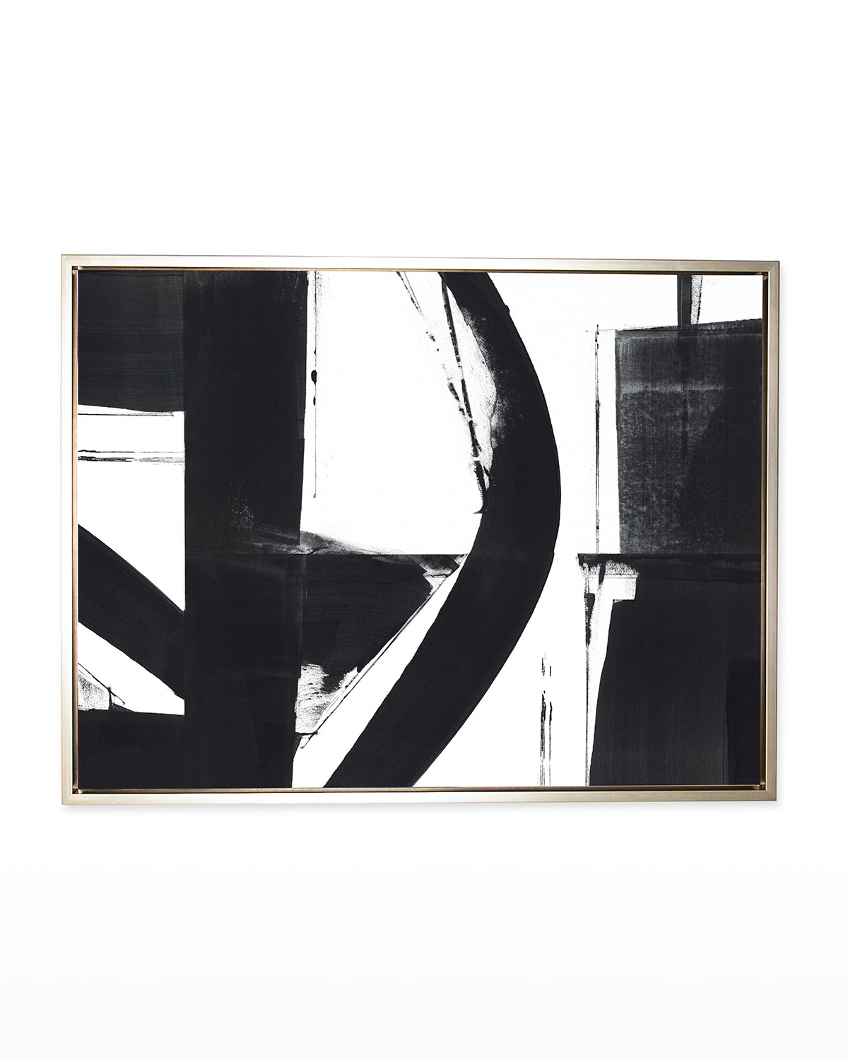 Shop Benson-cobb Studios Entanglement No. 4 Horizontal Canvas Giclee In Champagne Gold Float Frame, 60" X 45" In Black, White