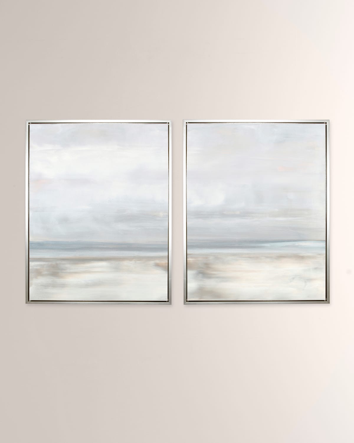 Shop Benson-cobb Studios Simpatico Vertical Canvas Diptych Giclees In Sterling Floater Frames, Set Of 2 In Blue-gray, White