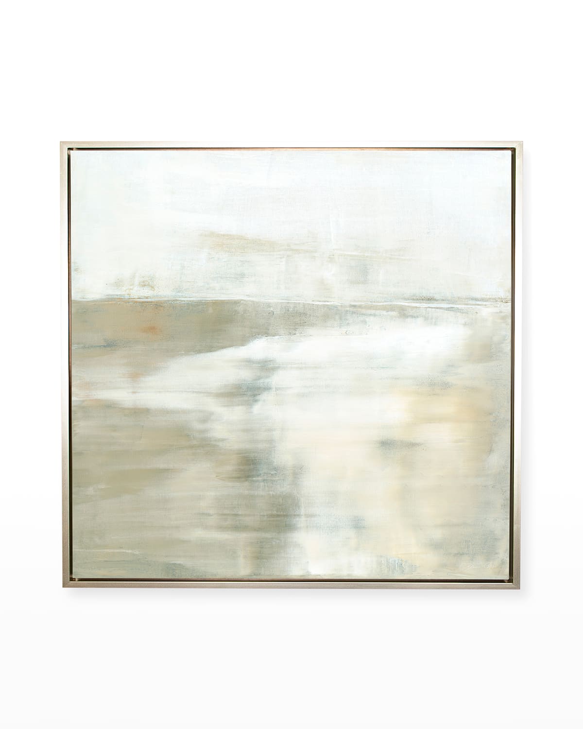 Shop Benson-cobb Studios The Highlands 48x48 Square Canvas Giclee In Champagne Gold Float Frame, Hand-embellished In Cream