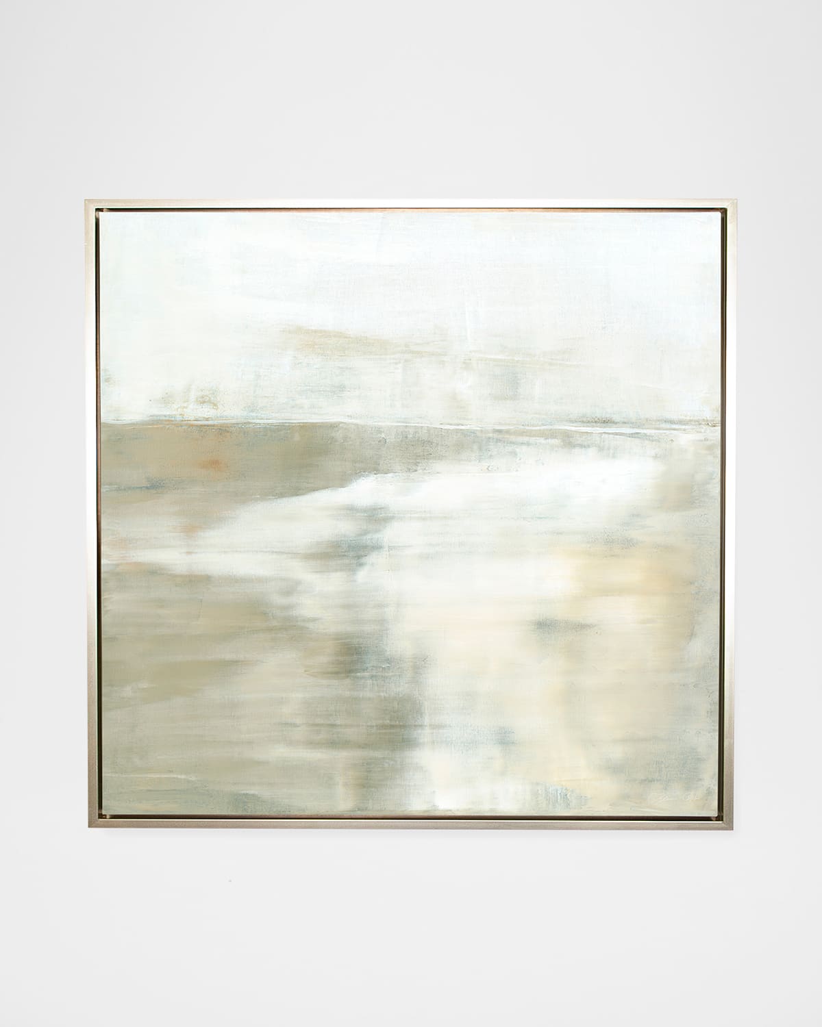 Benson-cobb Studios The Highlands 48x48 Square Canvas Giclee In Champagne Gold Float Frame, Hand-embellished In Cream