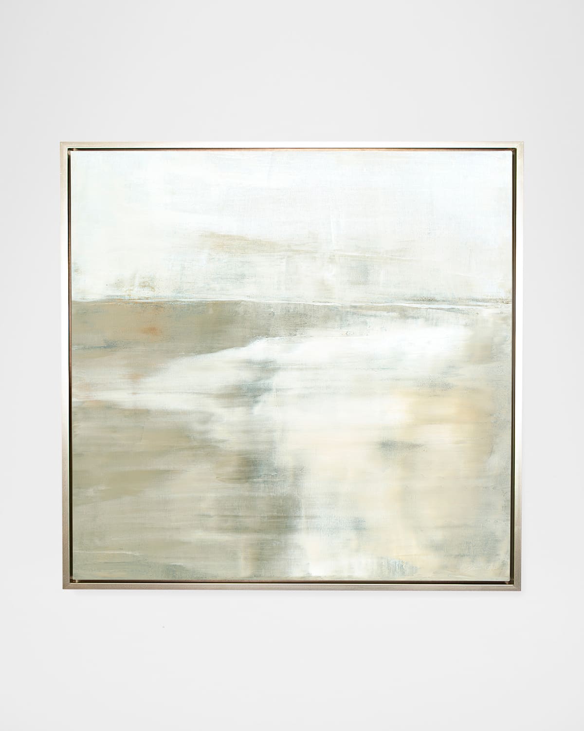 Shop Benson-cobb Studios The Highlands 48x48 Square Canvas Giclee In Champagne Gold Float Frame, Hand-embellished In Cream