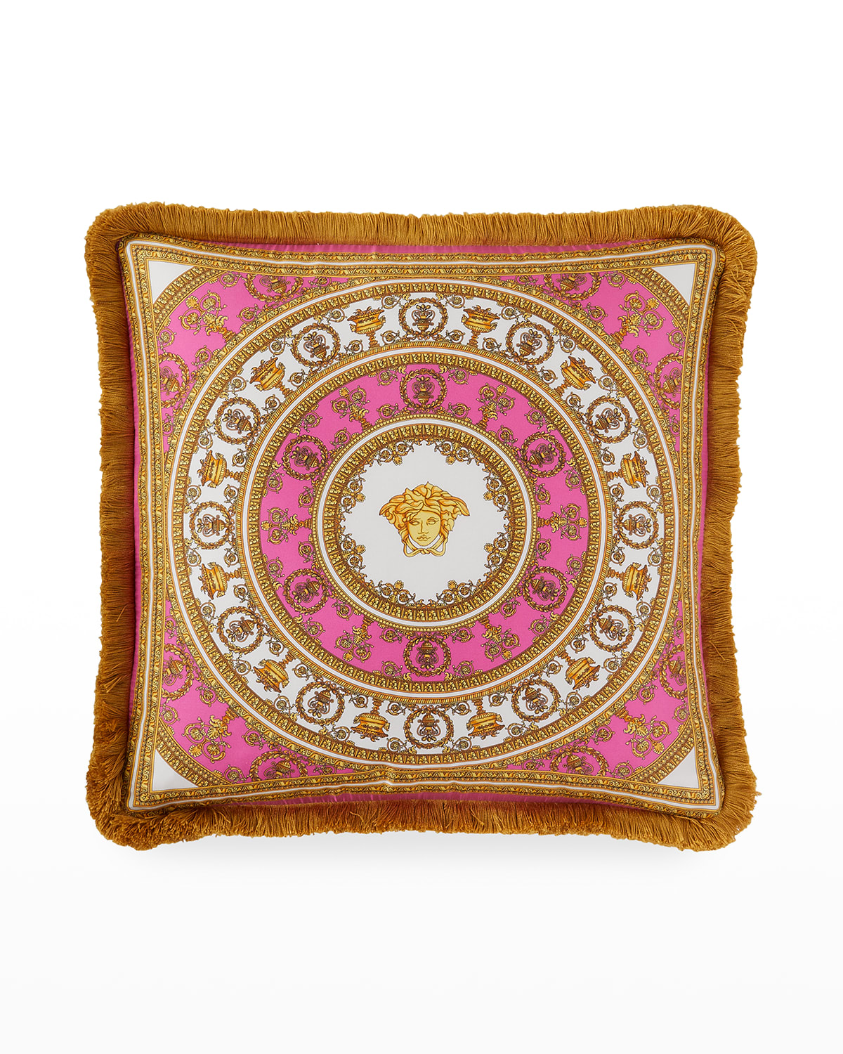 Shop Versace I Heart Baroque Pillow, 18"sq. In Gold/white/black