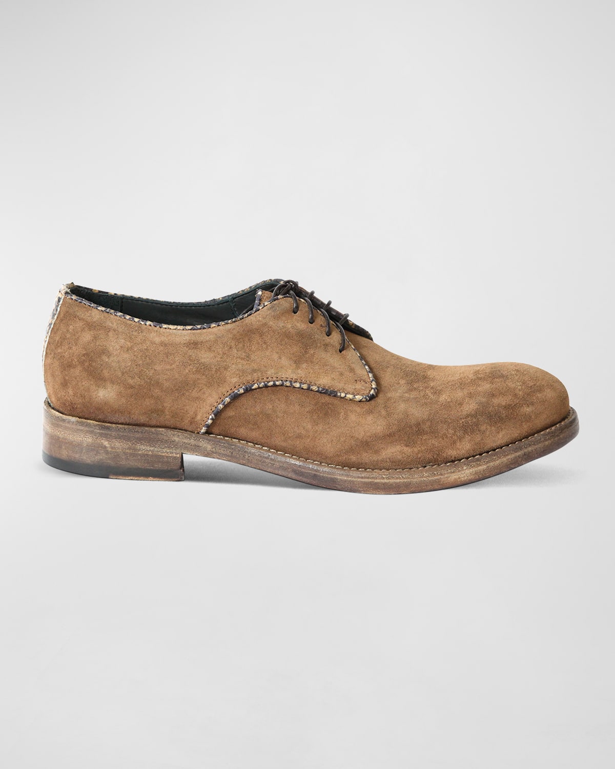 Jo Ghost Men's Washed Suede & Python Derby Shoes