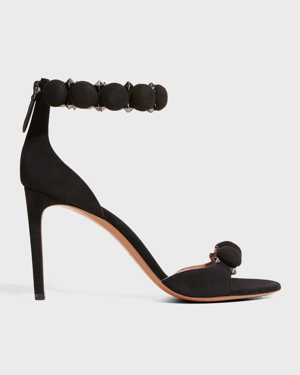 Alaïa 110 Spike-embellished Suede Sandals In Black