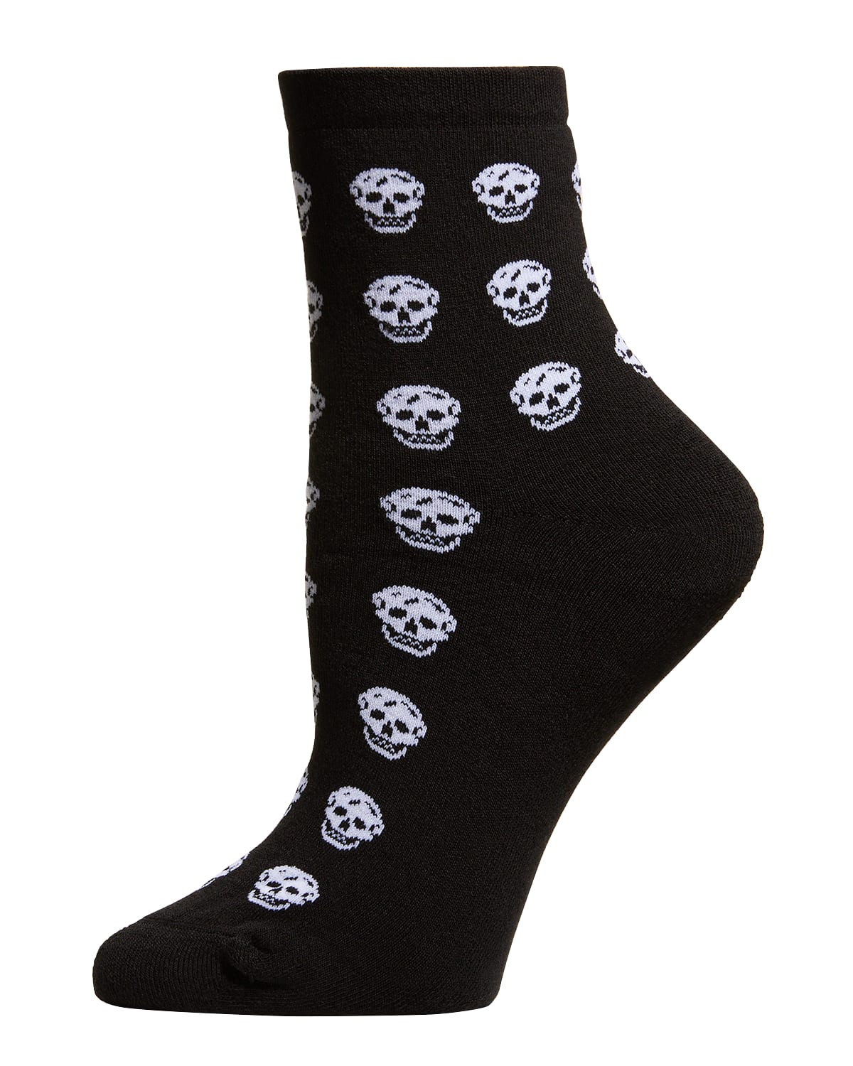 Alexander Mcqueen Allover Skull Crew Socks In Black / White