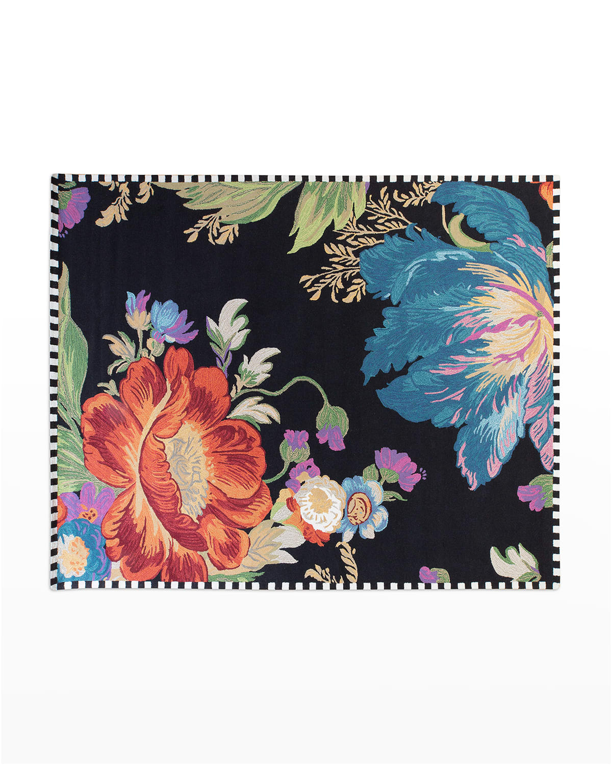 Flower Market Reflections Rug, Black - 8' x 10'