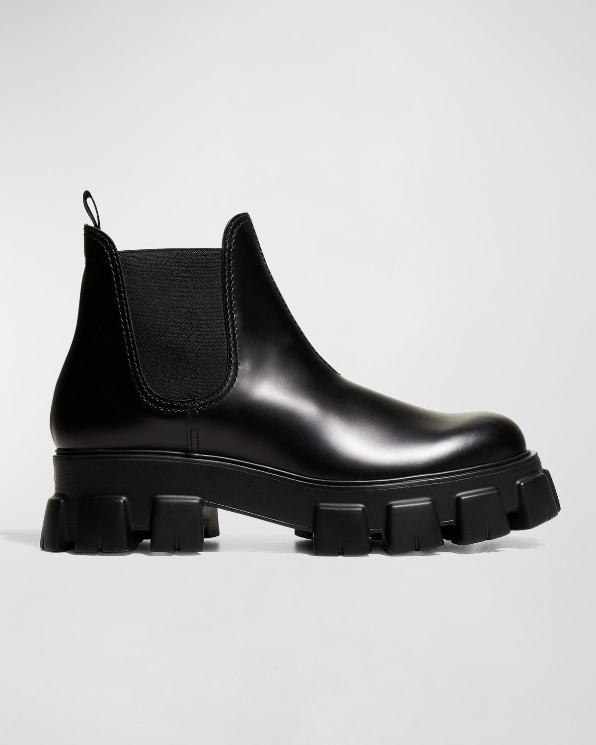 PRADA MEN'S MONOLITH BRUSHED LEATHER CHELSEA BOOTS
