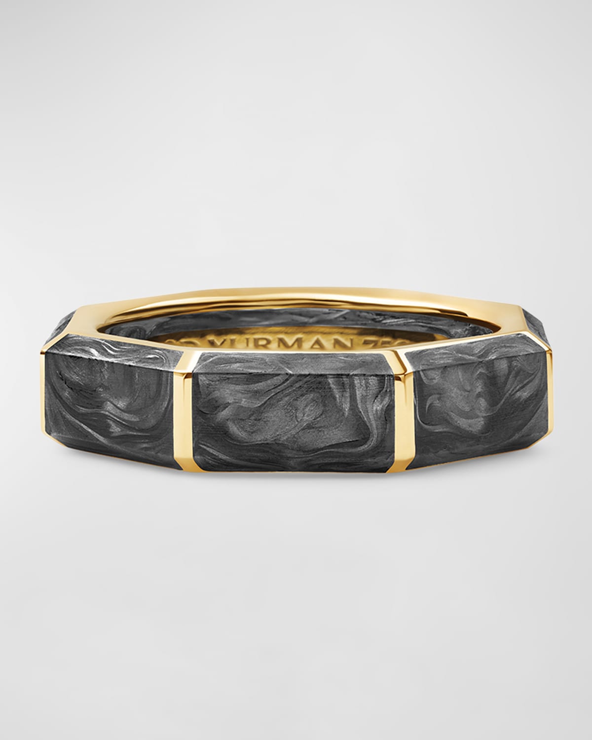 David Yurman Men's Forged Carbon Faceted Band Ring in 18K Gold, 6mm