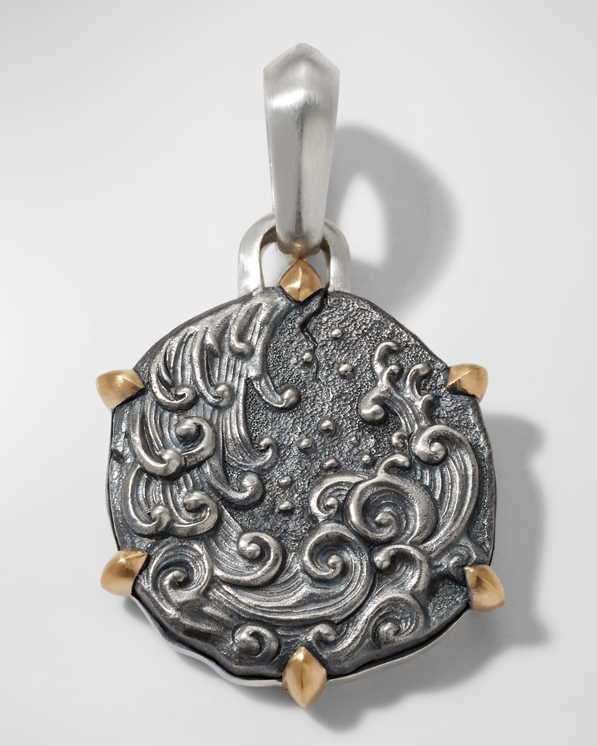 Men's Zodiac Pendant in Silver with 18K Gold, 33mm