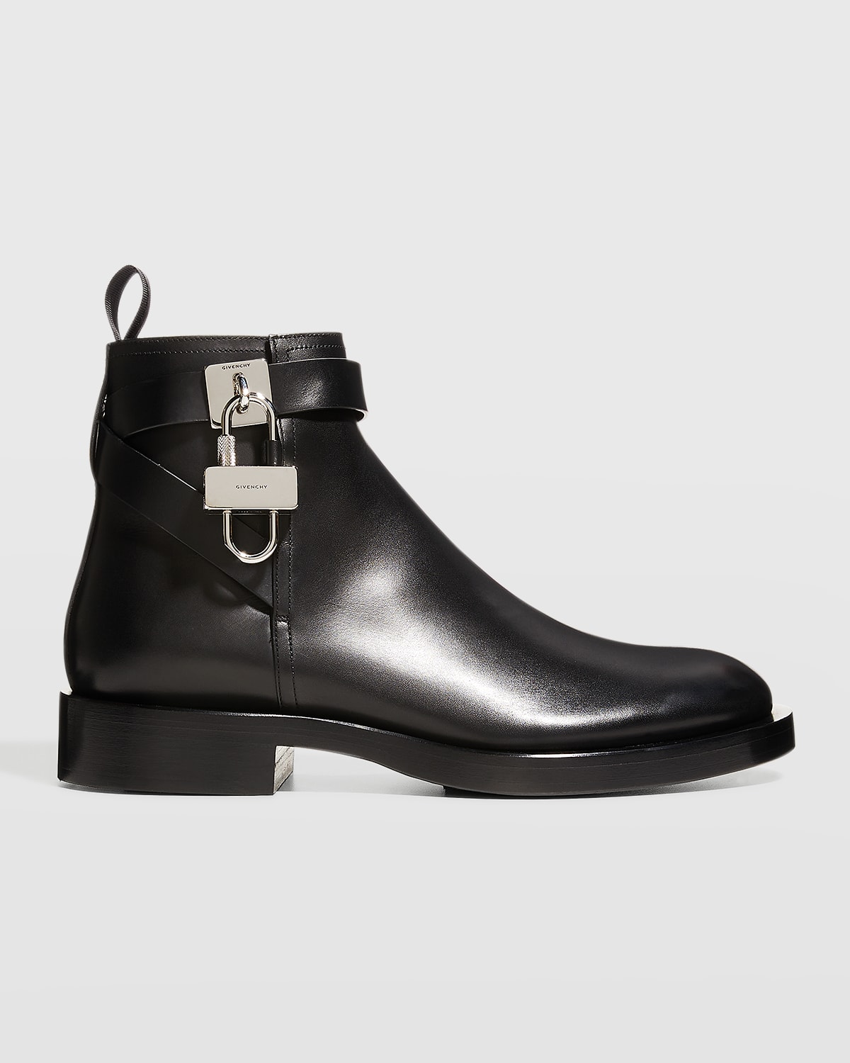 Shop Givenchy Men's Padlock Leather Ankle Boots In Black