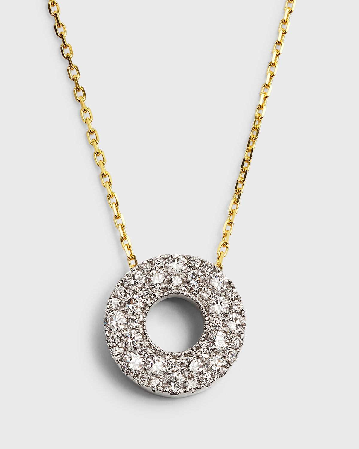 Frederic Sage 18K White Gold All Diamond Nebula Inner Circle Necklace with Yellow Gold Chain