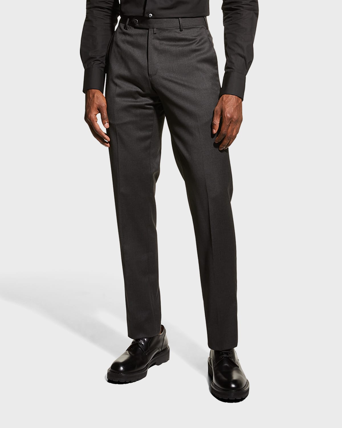Zanella Men's Parker New Basic Wool Trousers In Dark Grey