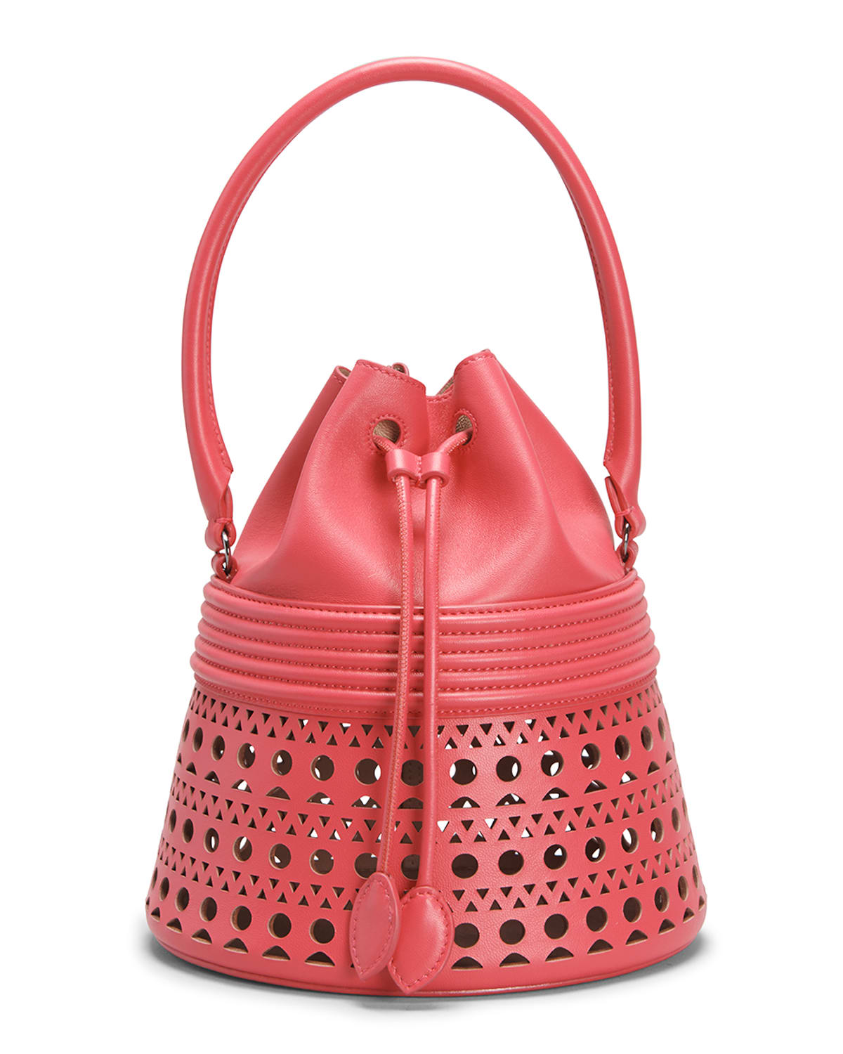 Alaïa Laser-cut Corset Bucket Top-handle Bag In Framboise