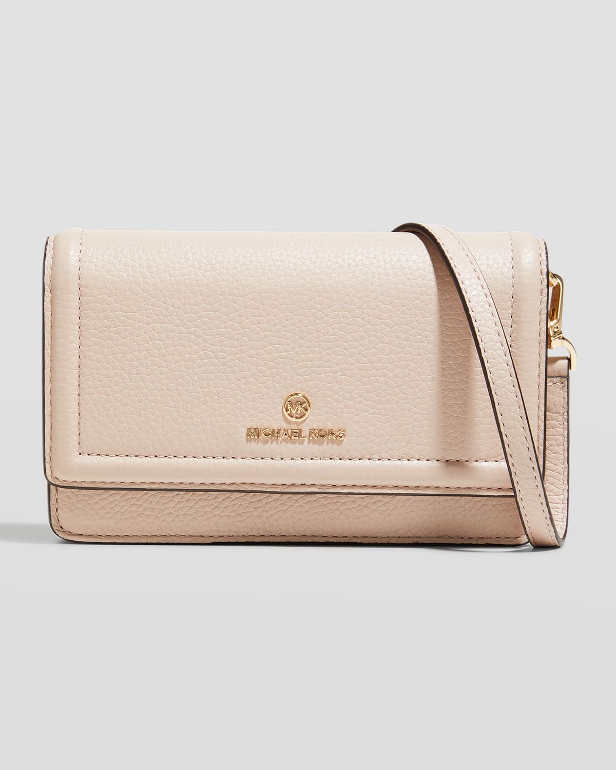 Michael Michael Kors Small Jet Set Charm Leather Crossbody Phone Case In Soft Pink
