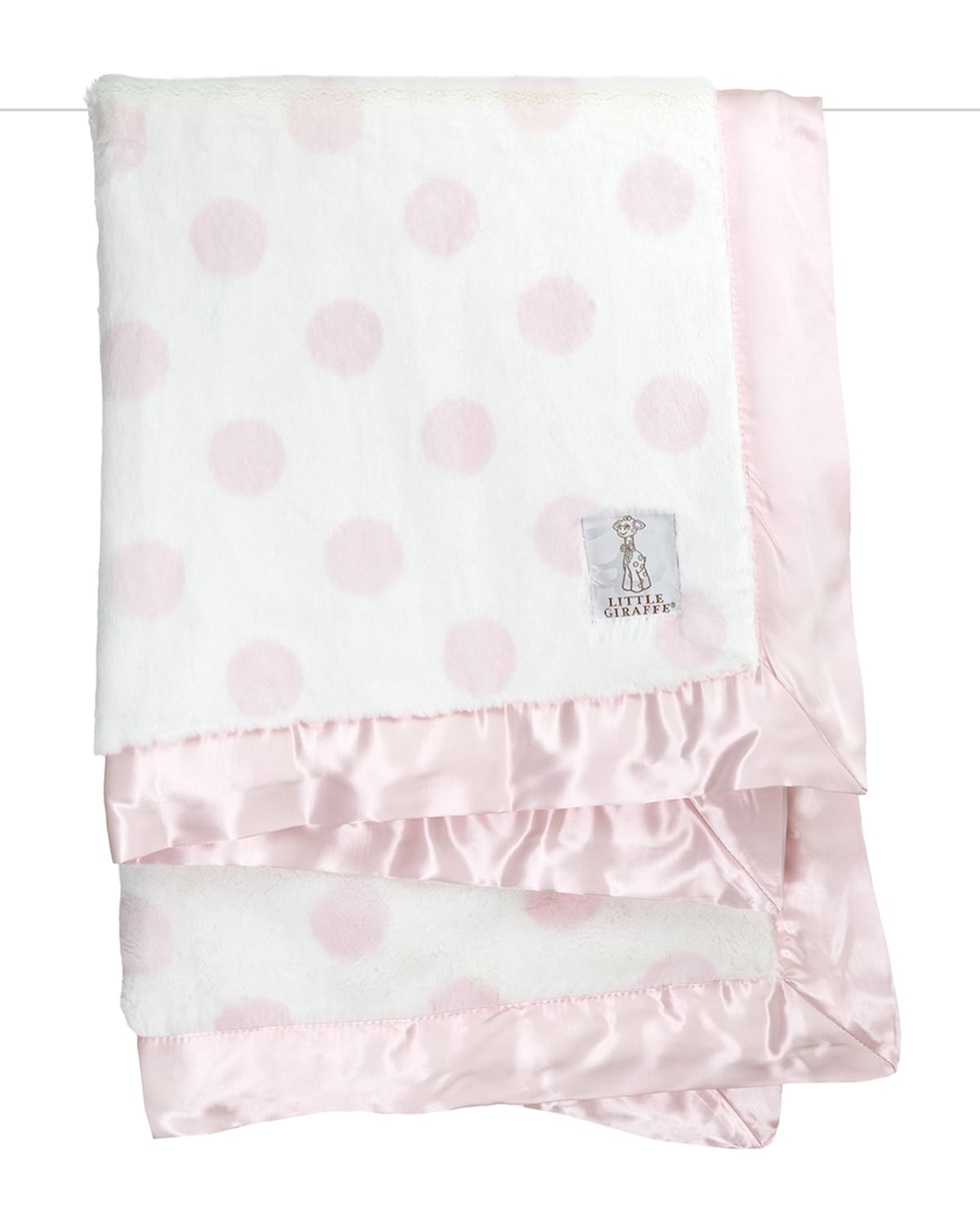Little Giraffe Kids' Luxe Dream Dot Baby Blanket W/ Satin Border, Pink