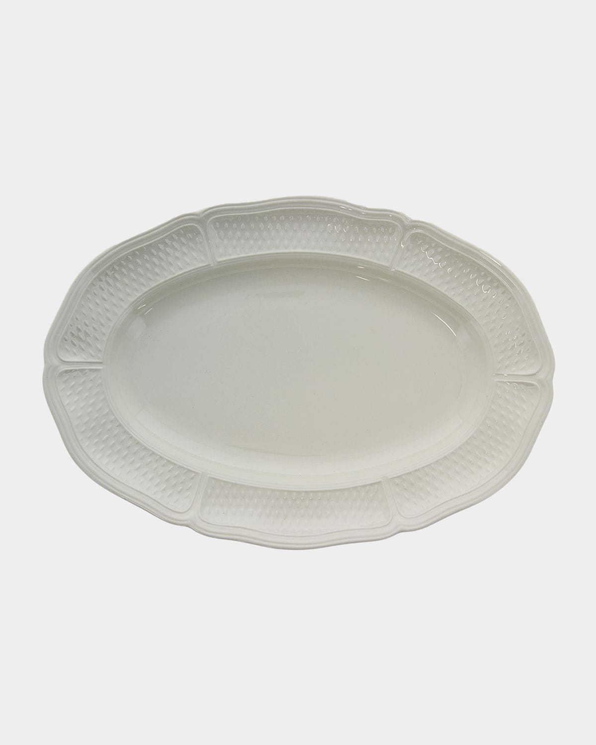 Gien Pont Aux Choux Large Oval Platter, White In White