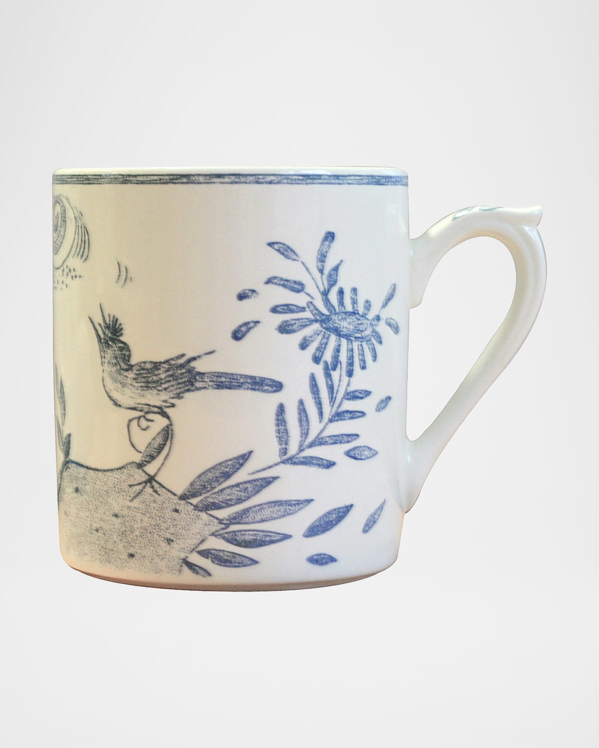 Shop Gien Oiseau Blue & White Bird Stoneware Mug In Blue/white