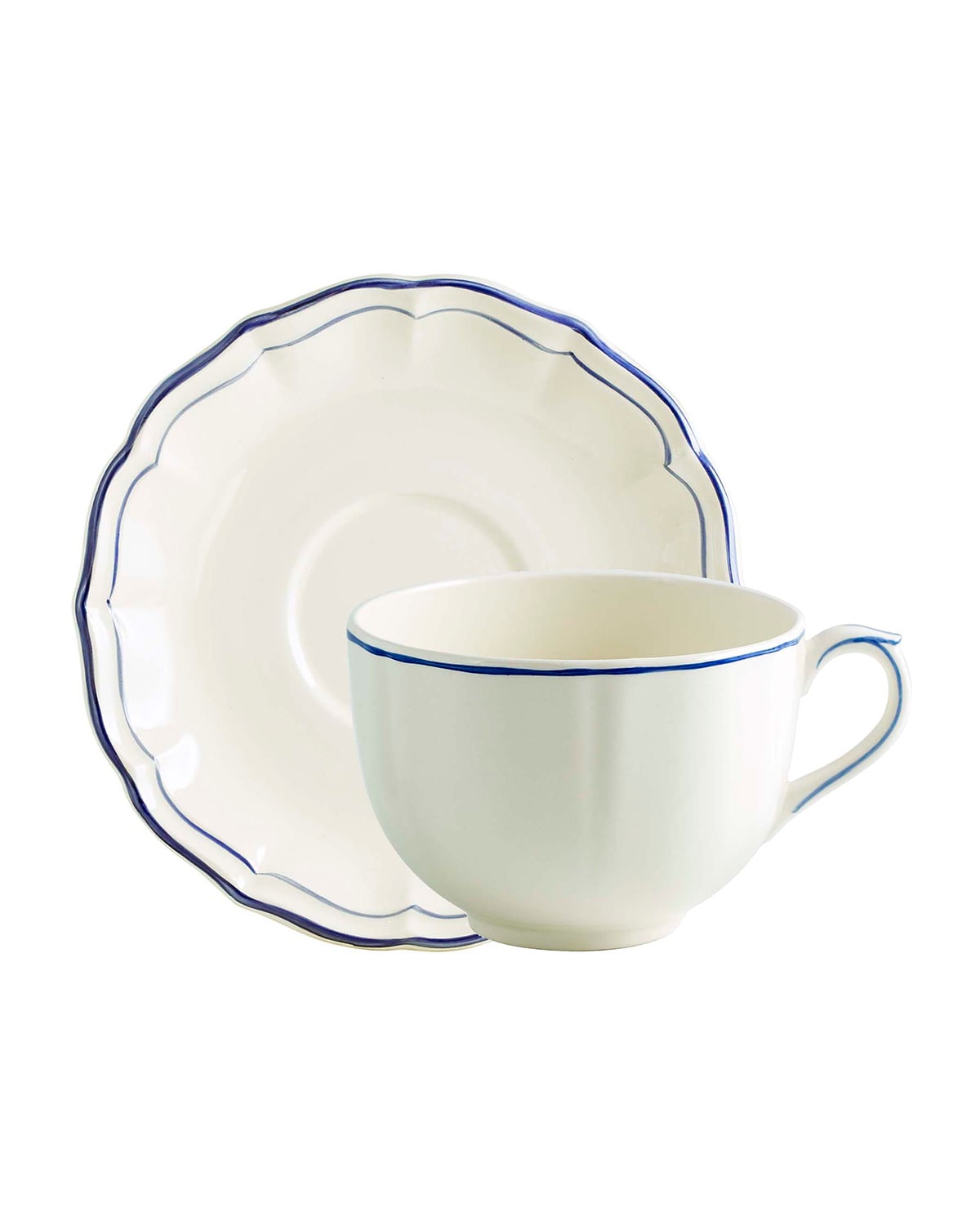 Shop Gien Filet Breakfast Cup & Saucers, Set Of 2 In Blue