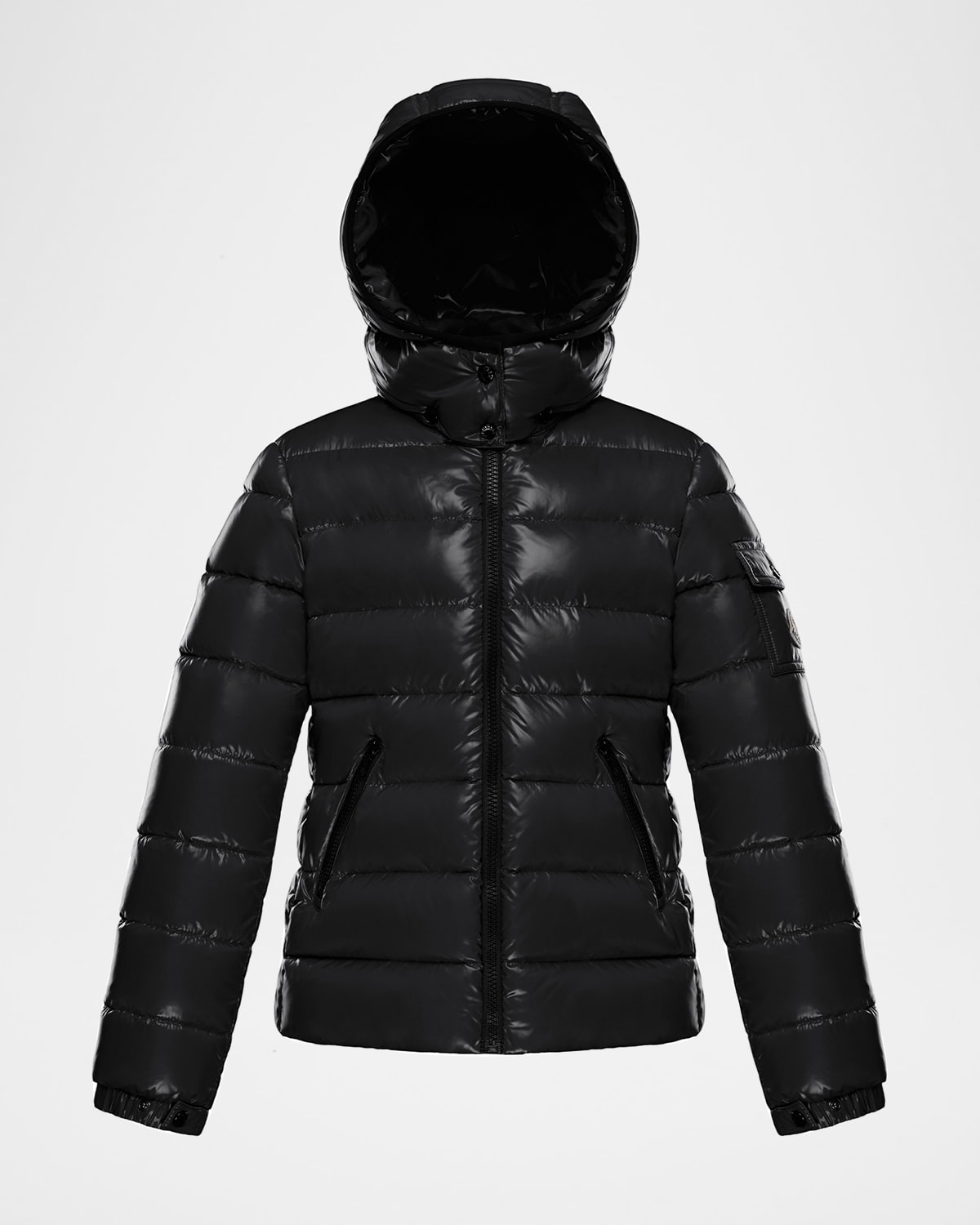 Moncler Girl's Bady Quilted Logo Jacket In Black