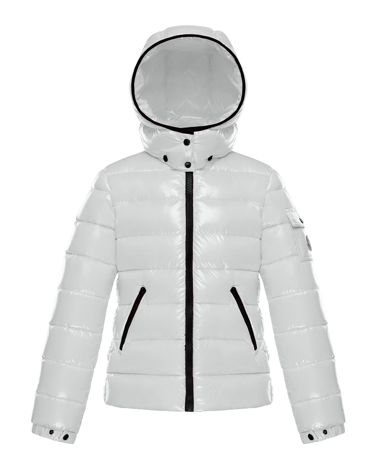 Moncler Girl's Bady Quilted Logo Jacket In White