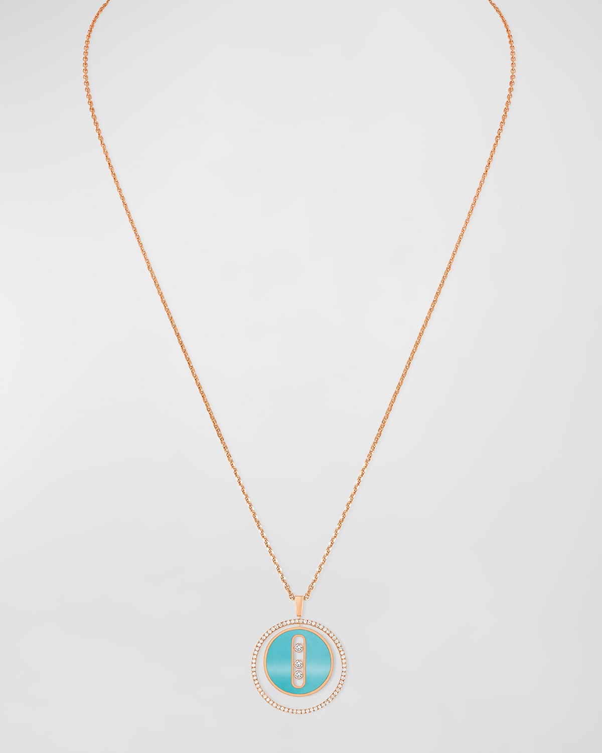 Messika Lucky Move 18K Rose Gold Turquoise Pendant Necklace
