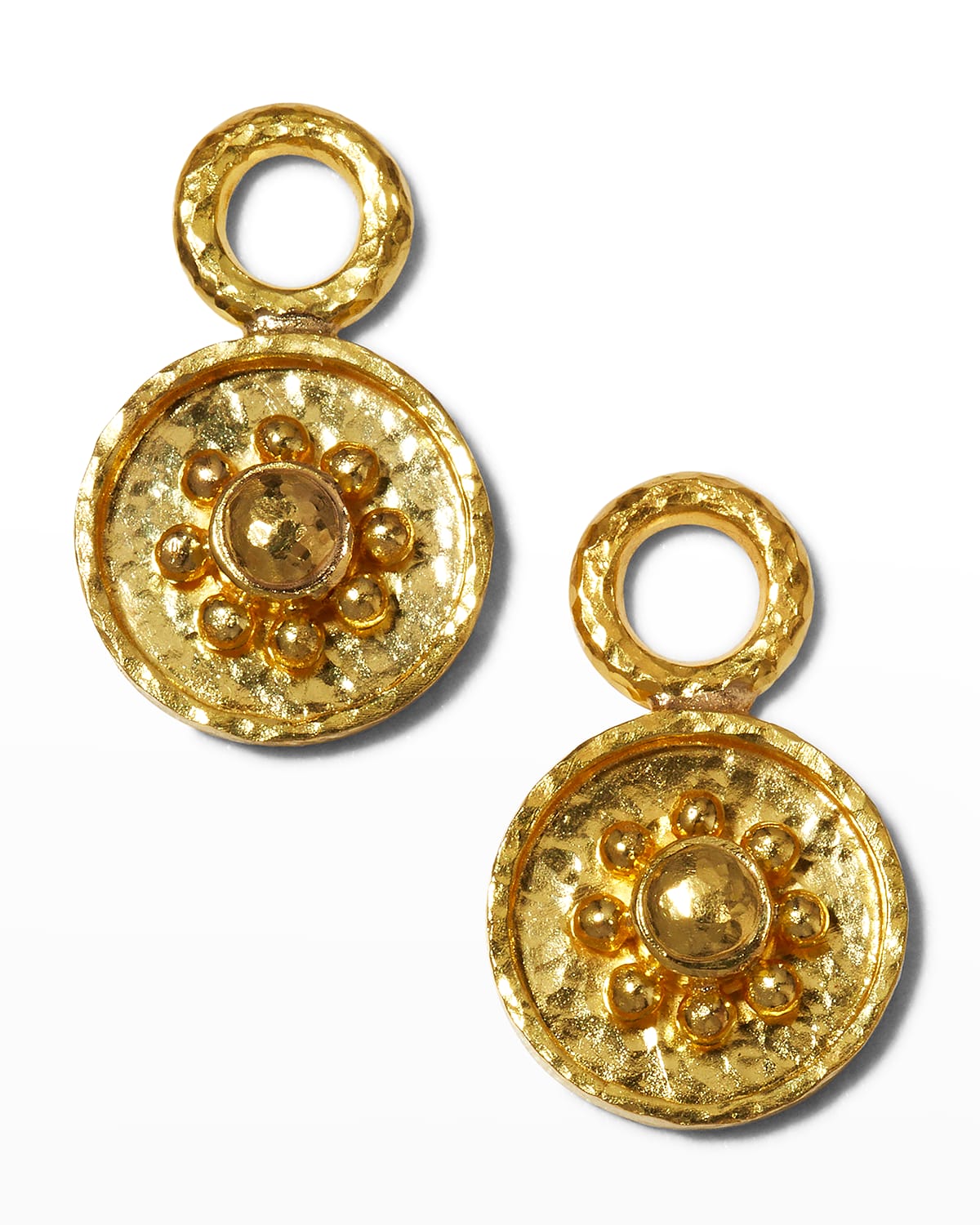 Elizabeth Locke 19k Gold Daisy Disc Earring Pendants