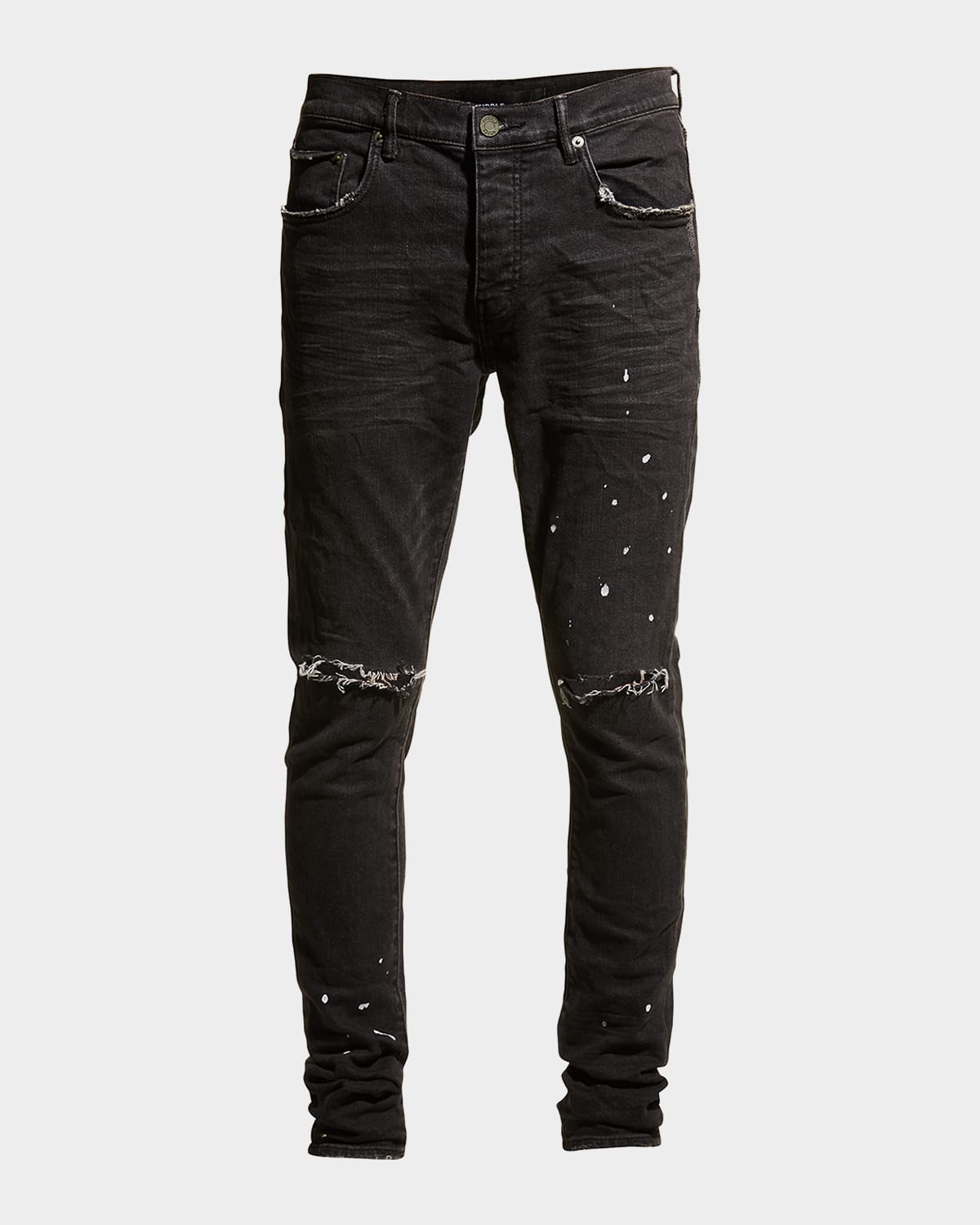 Men's P001 Black Overspray Skinny Jeans