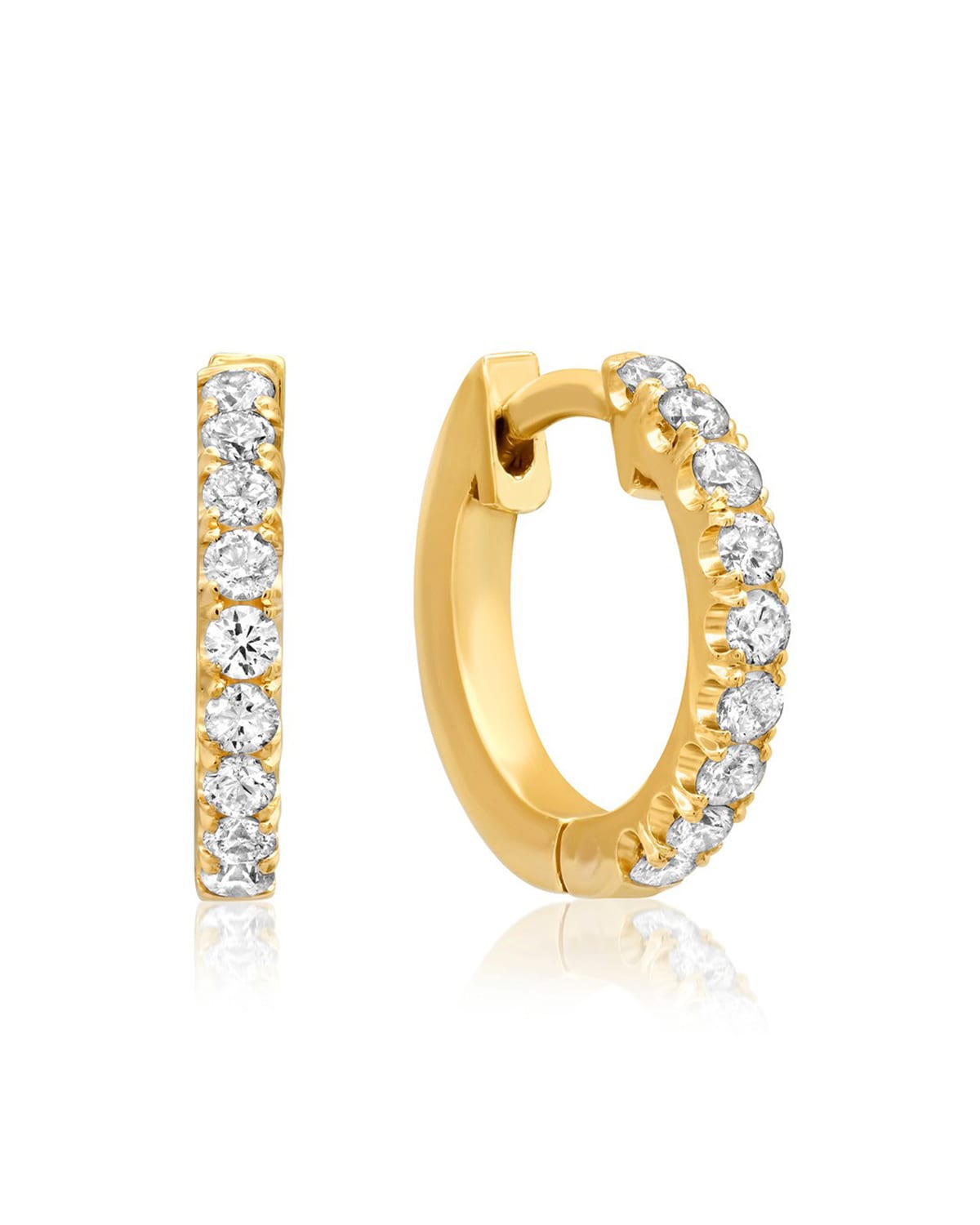 Jennifer Meyer 18k Yellow Gold Small Diamond Huggie Earrings In Yg