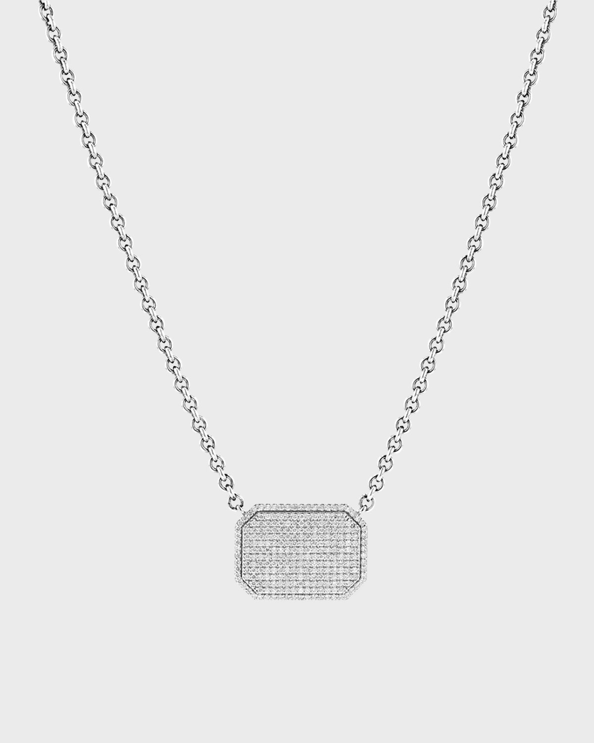 Diamond Pavé Shield on Cable Chain Necklace