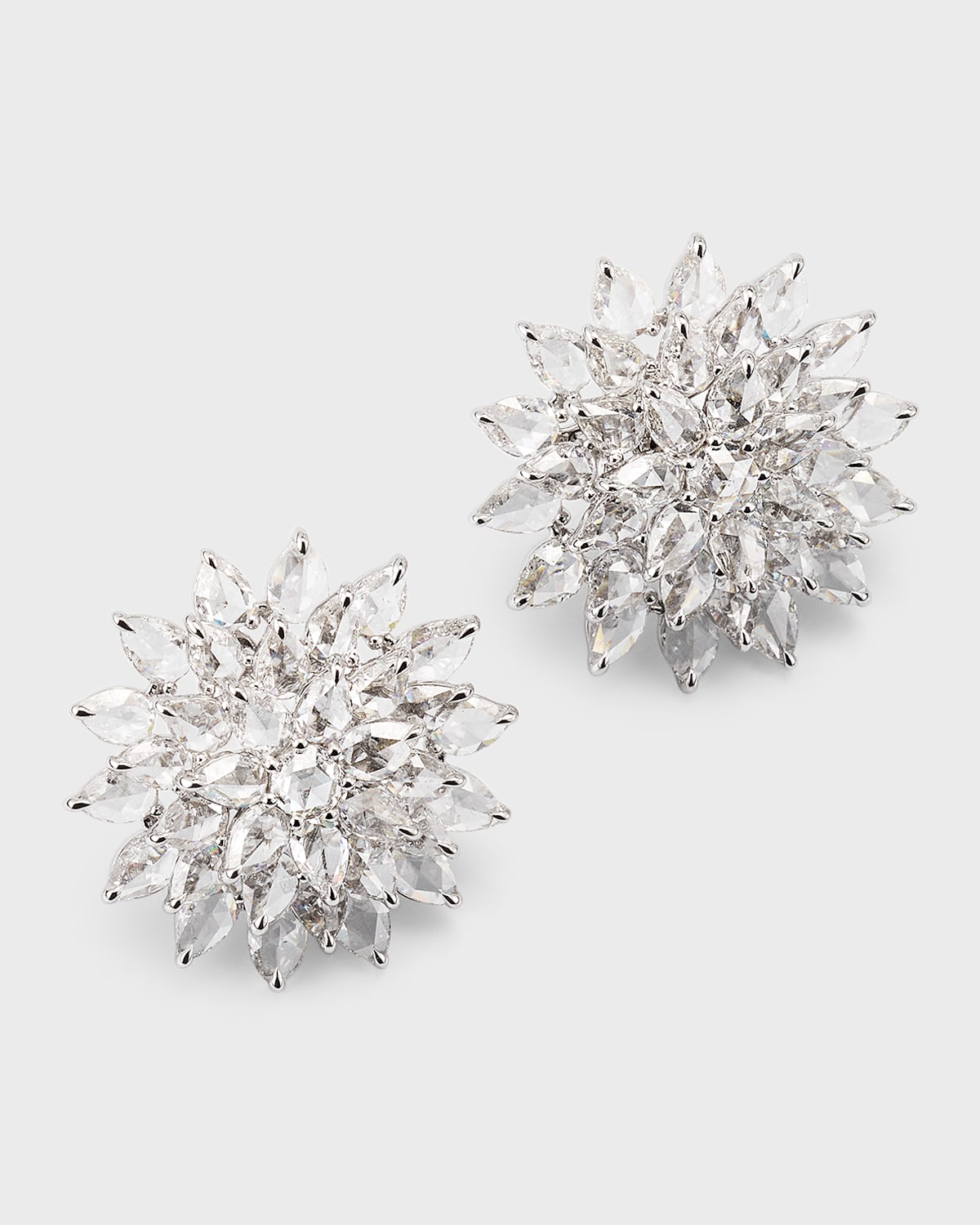 64 Facets 18k White Gold Diamond Small Spike Earrings In Metallic