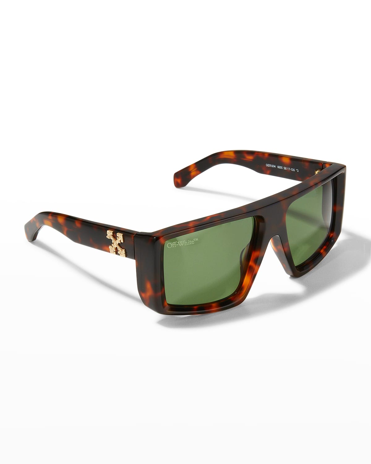 Off-white Alps Arrow Acetate Shield Sunglasses In Brown / Green