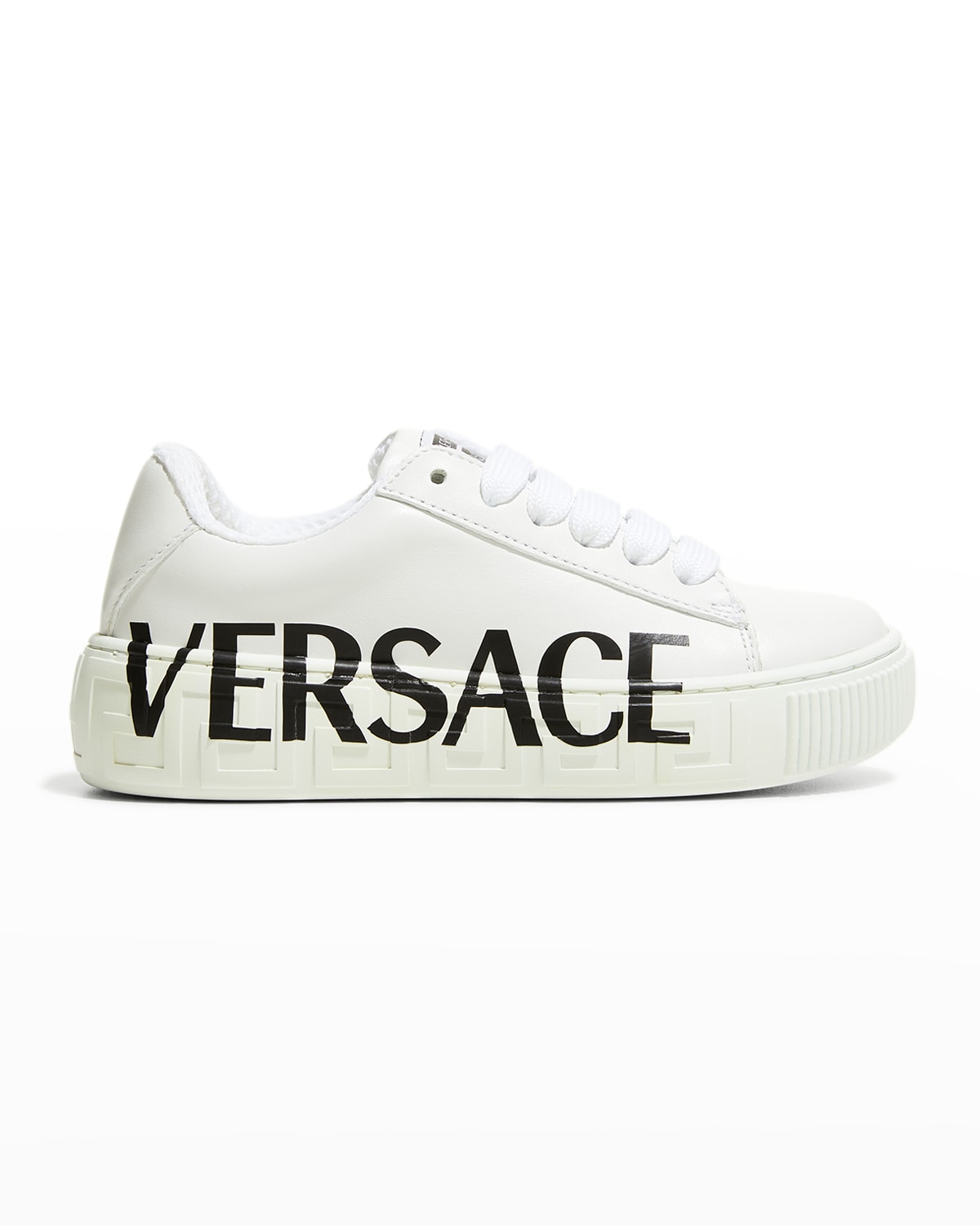 Versace Kid's Greca Logo Leather Low-Top Sneakers, Toddlers