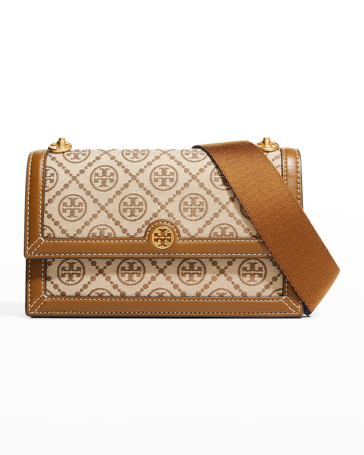 Tory Burch Women's T Monogram Jacquard Mini Bag, Hazelnut, Tan, Graphic,  One Size: Handbags