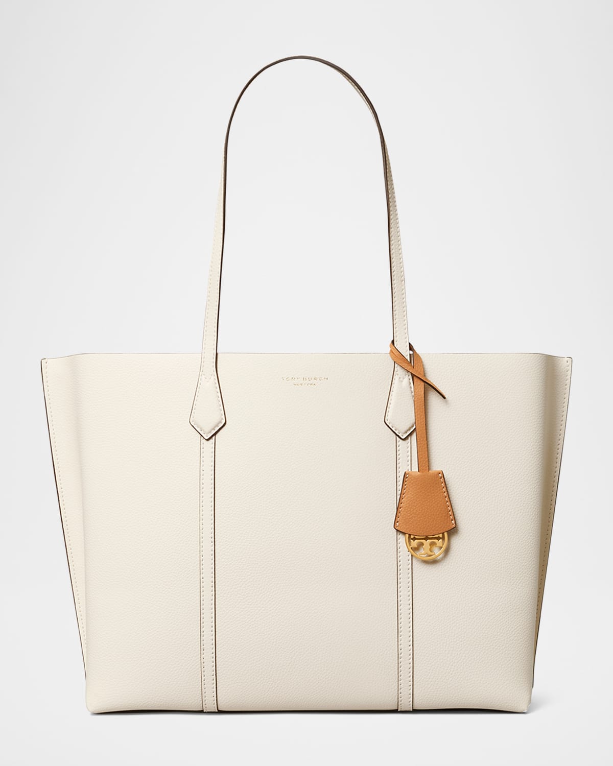 Tory Burch Perry Medium Leather Tote In New Ivory