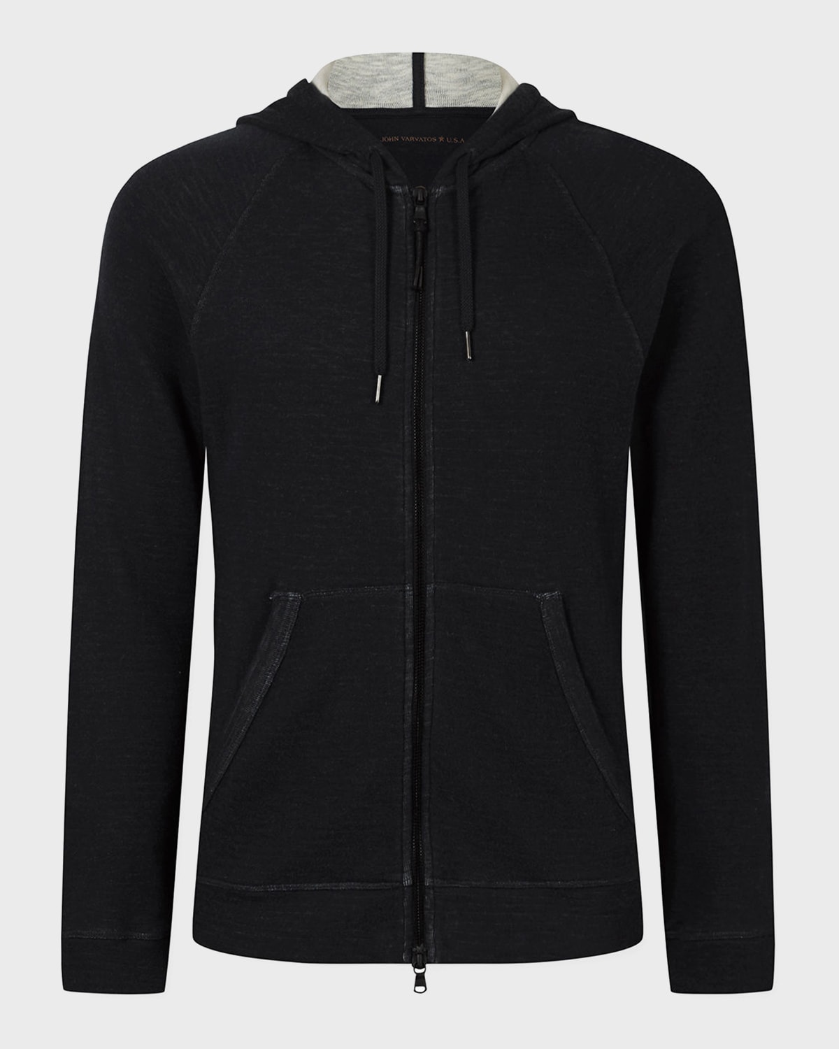 John Varvatos Men's Double-knit Plaited Hoodie In Black