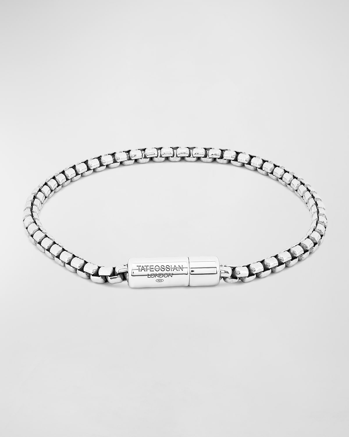 Men's Sterling Silver Box Chain Bracelet, Size XS-XXL