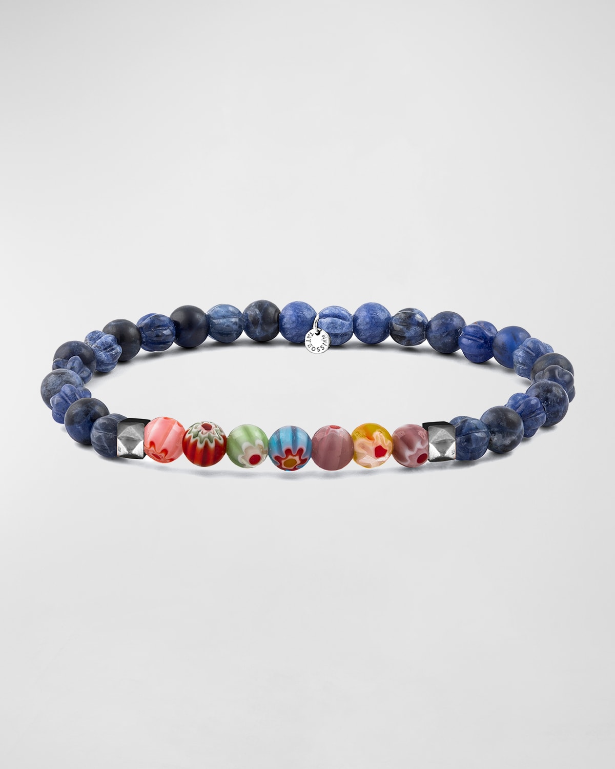 Men's Sodalite & Millefiori Bead Bracelet, Size S-XXL
