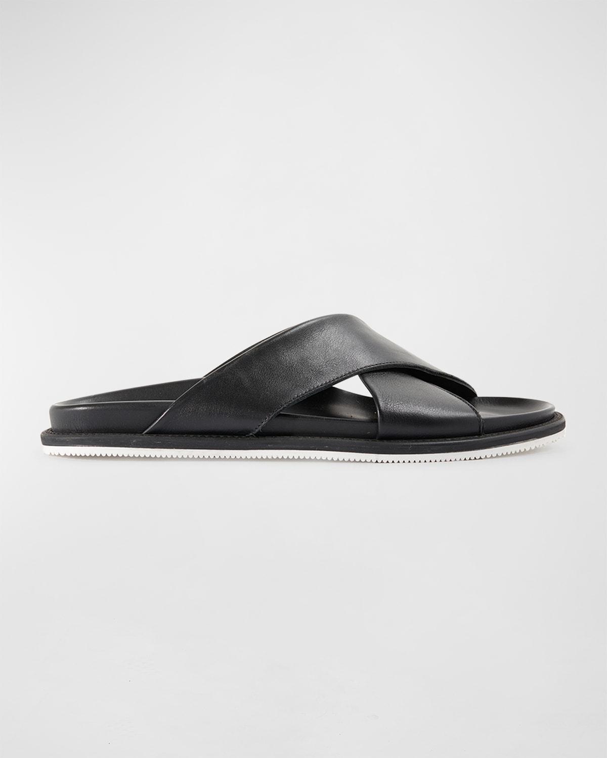 Shop Paul Stuart Men's Punta Crisscross Leather Slide Sandals In Black