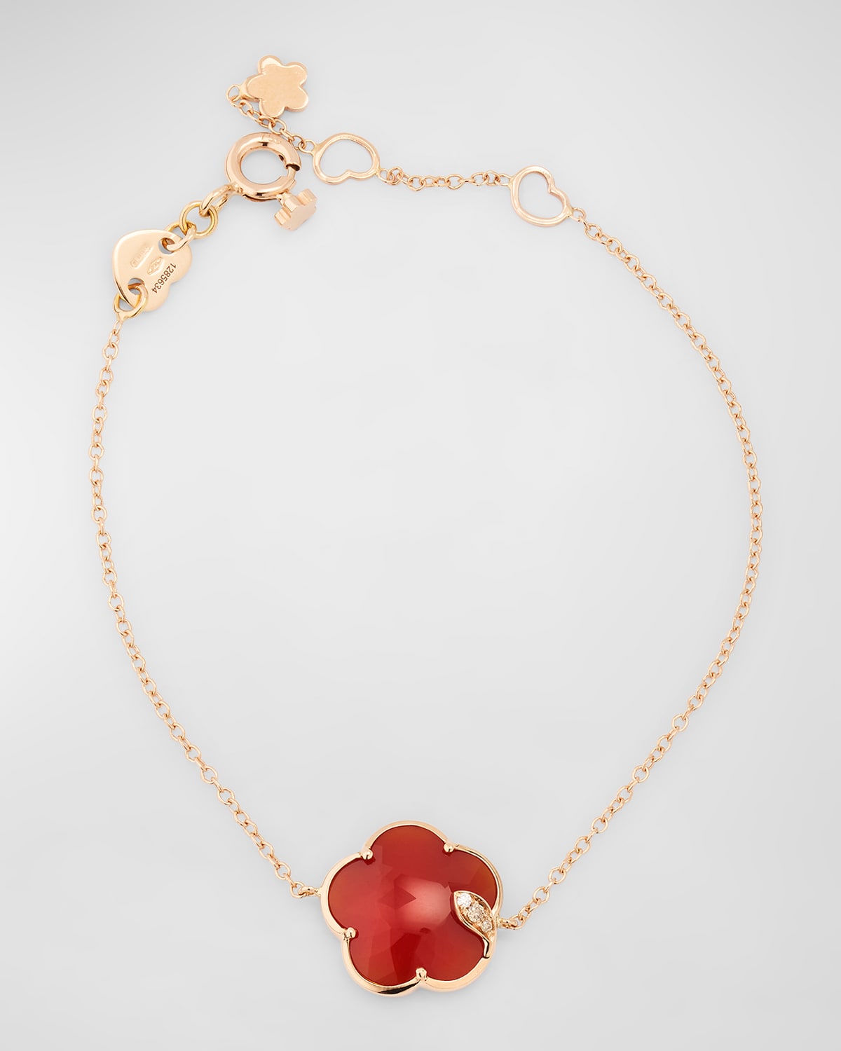 Pasquale Bruni Petit Joli 18k Rose Gold Bracelet With Carnelian And Diamonds In Red