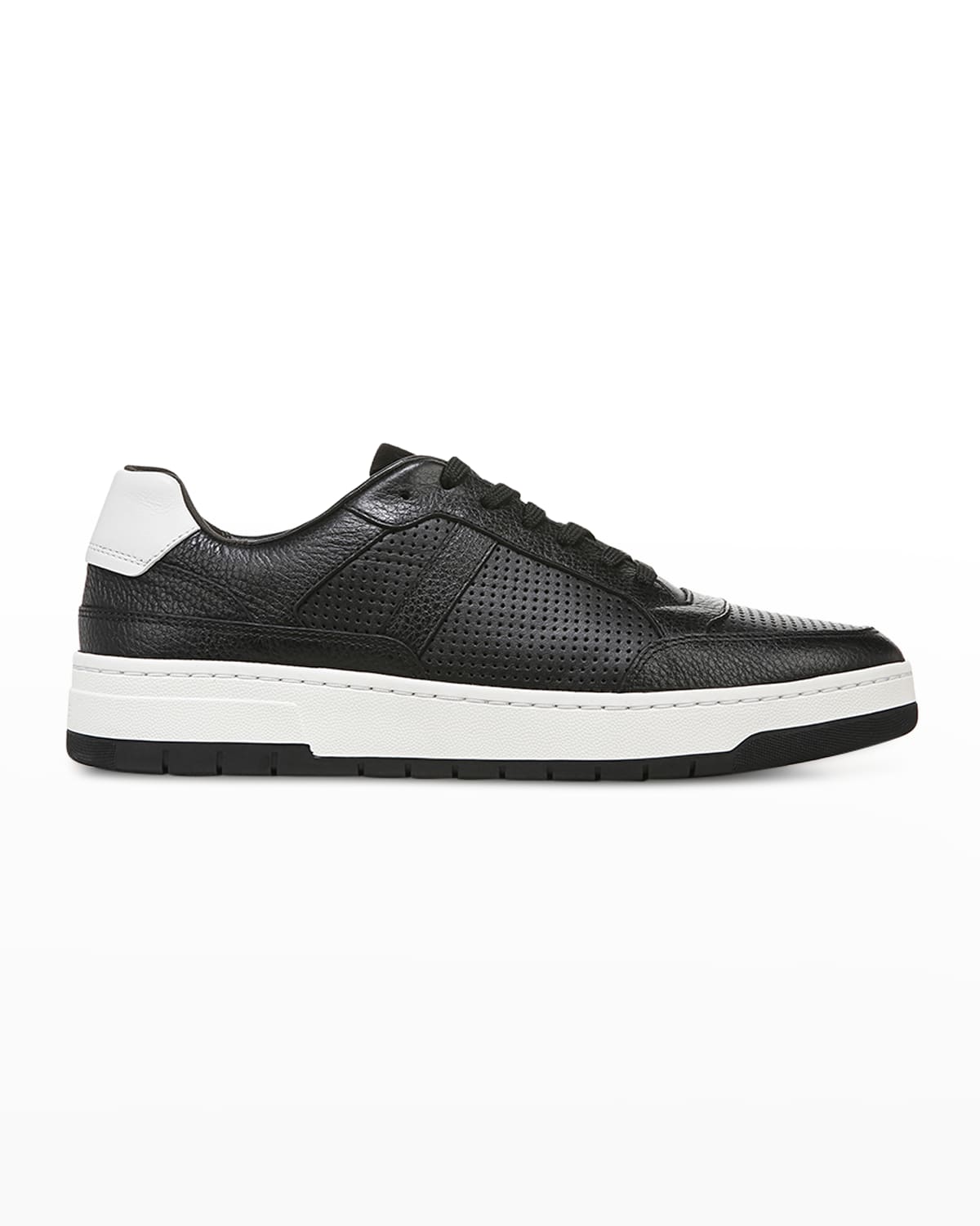Shop Vince Men's Mason Perforated Leather Low-top Sneakers In Black