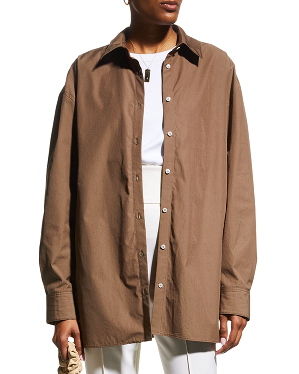 Loulou Studio Espanto Oversized Poplin Shirt - Bci Cotton In Green
