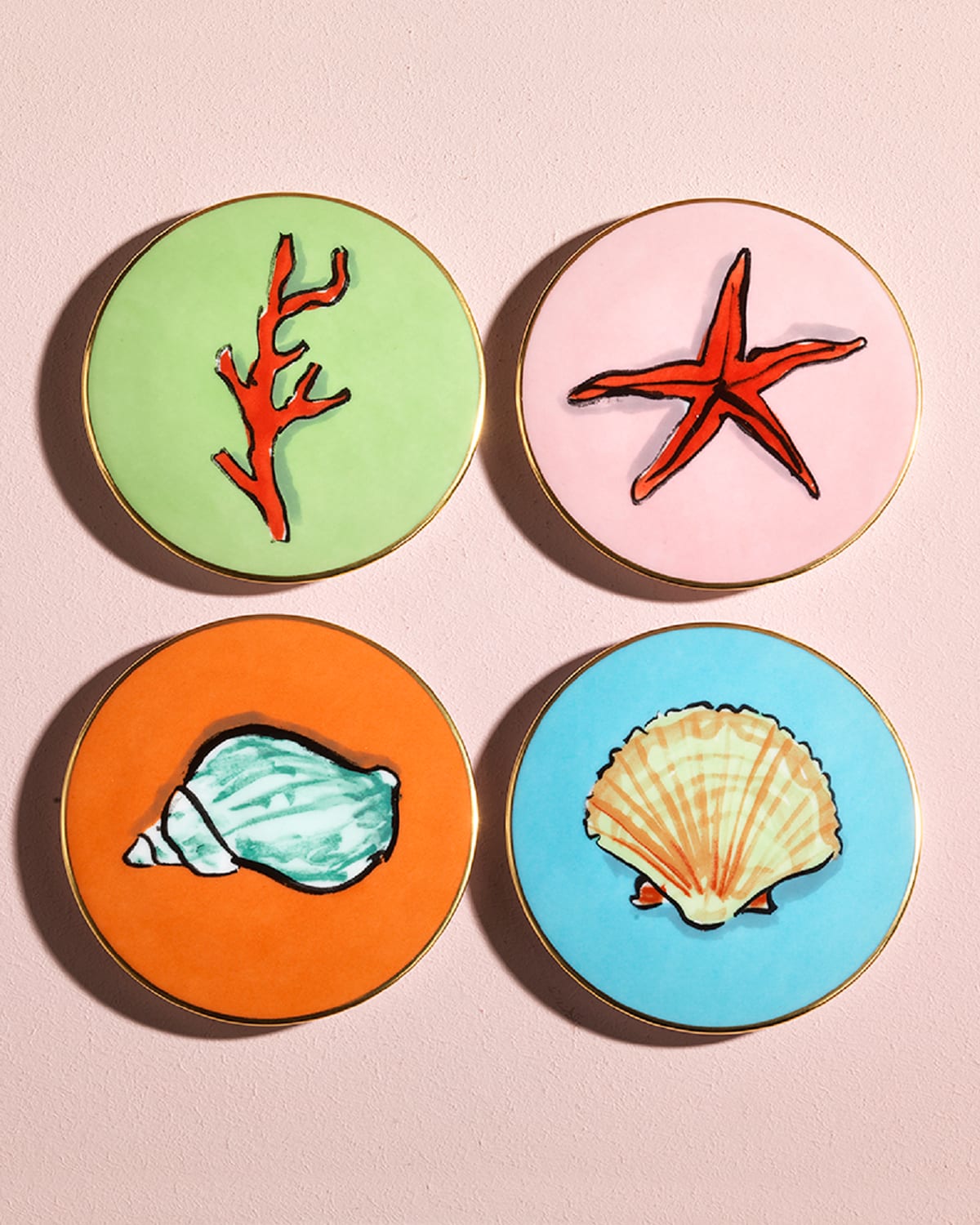 Ginori 1735 Neptune's Voyage Coasters, Set Of 4 In Assorted