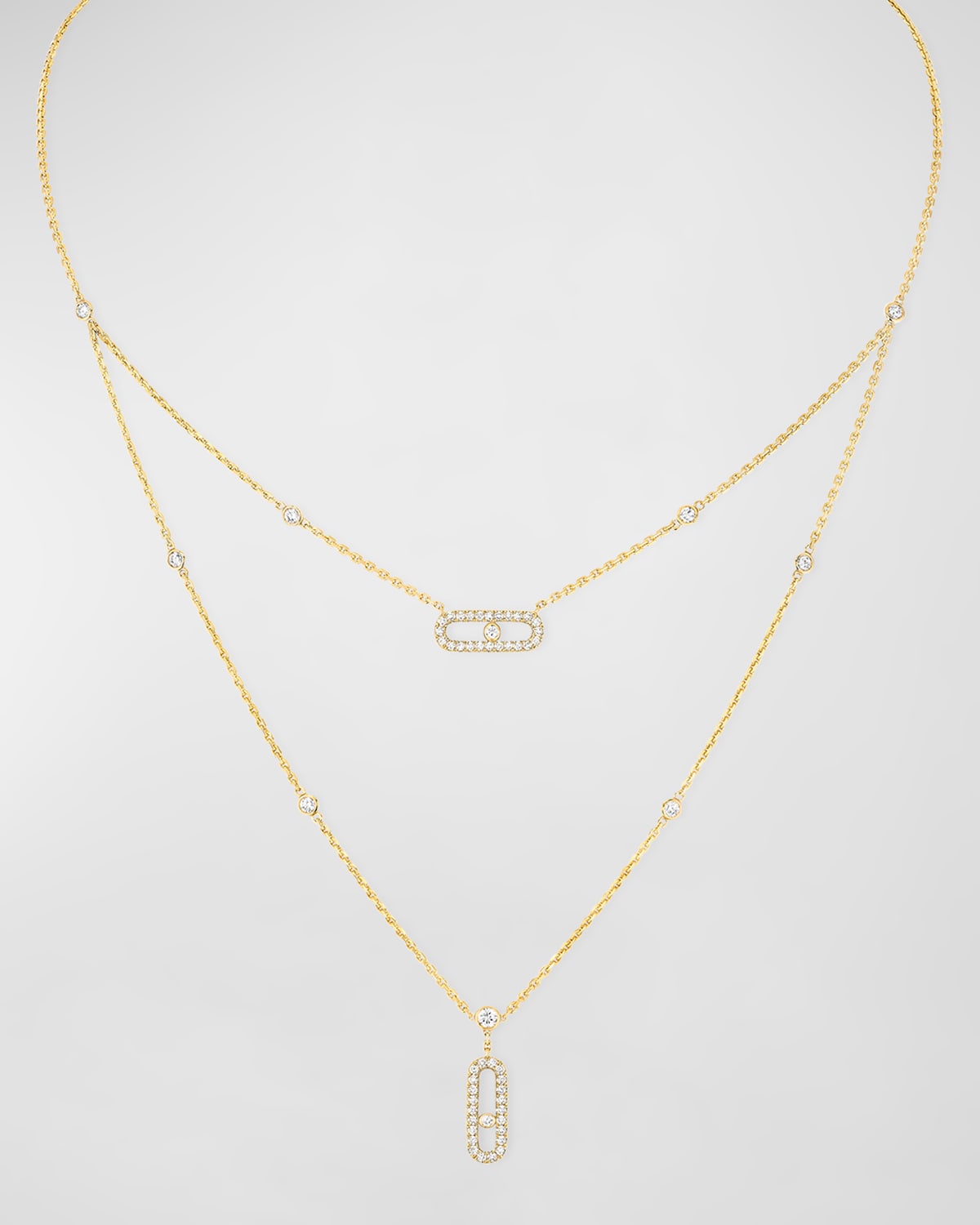 Messika Move Uno 18K Yellow Gold Diamond 2-Chain Necklace