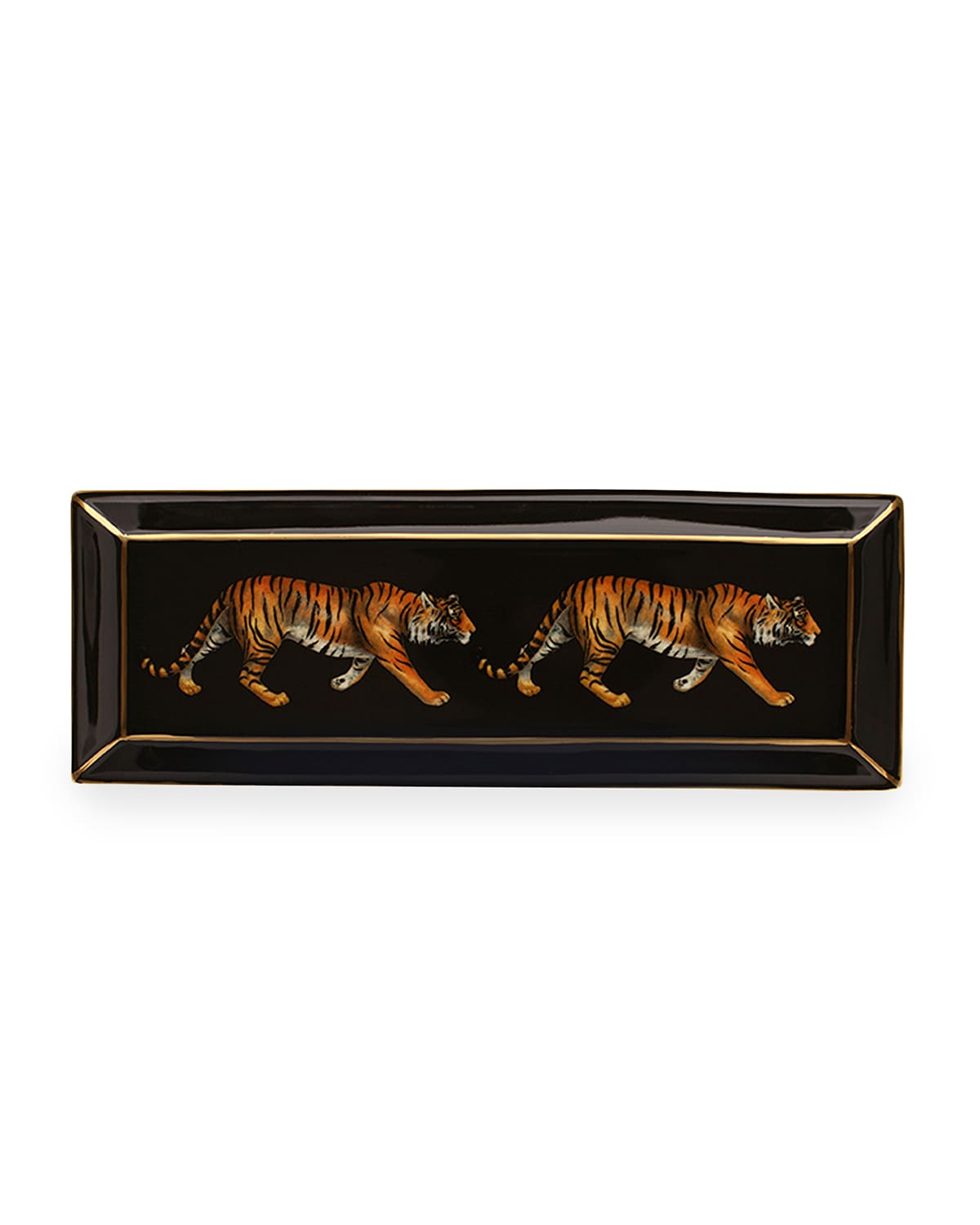 Shop Halcyon Days Twin Tiger Rectangular Tray In Black