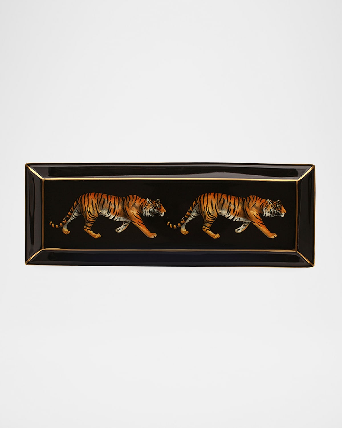 Shop Halcyon Days Twin Tiger Rectangular Tray In Black