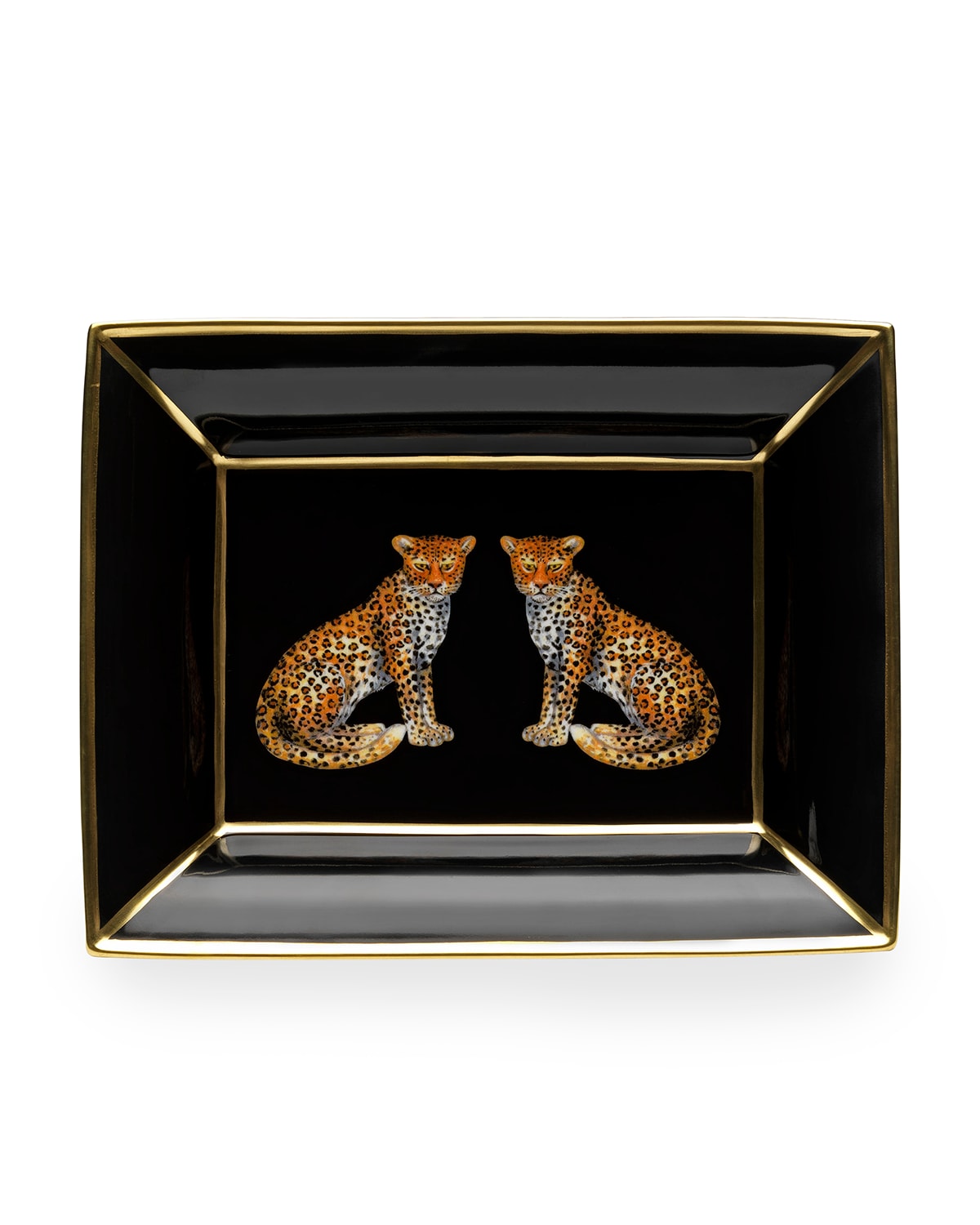 Shop Halcyon Days Twin Leopards Trinket Tray In Black