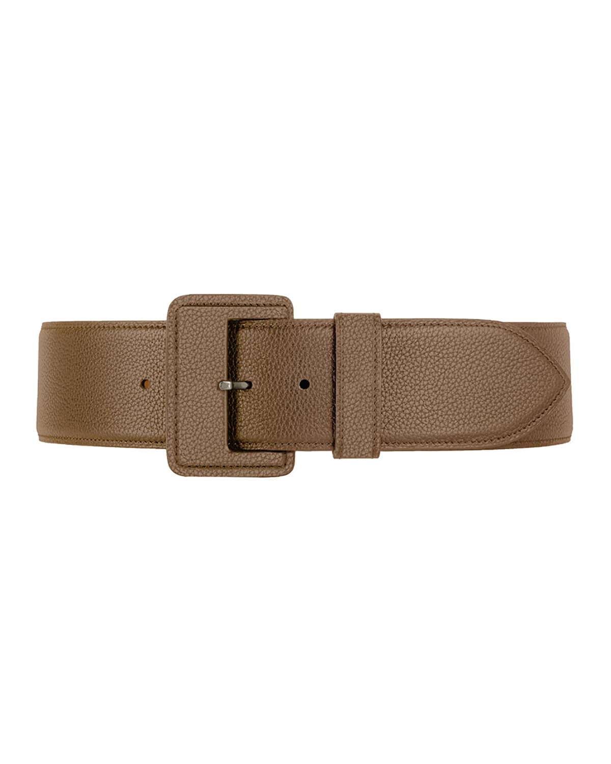 Vaincourt Paris La Merveilleuse Large Pebbled Leather Belt With Covered Buckle In 42 Taupe