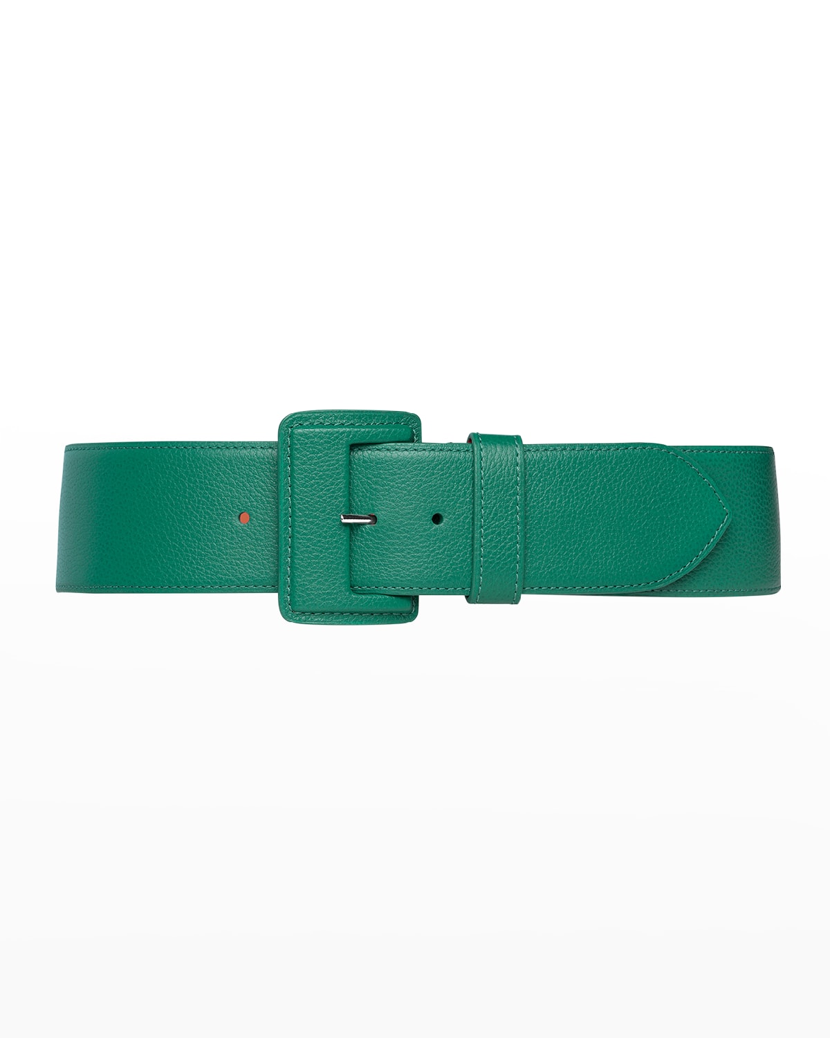 Vaincourt Paris La Merveilleuse Large Pebbled Leather Belt With Covered Buckle In Green Blue